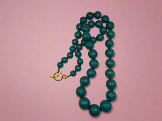 Vintage Huge Teal Beaded Necklace