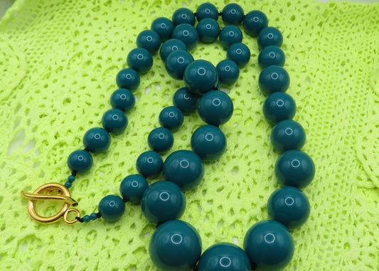 Vintage Huge Teal Beaded Necklace