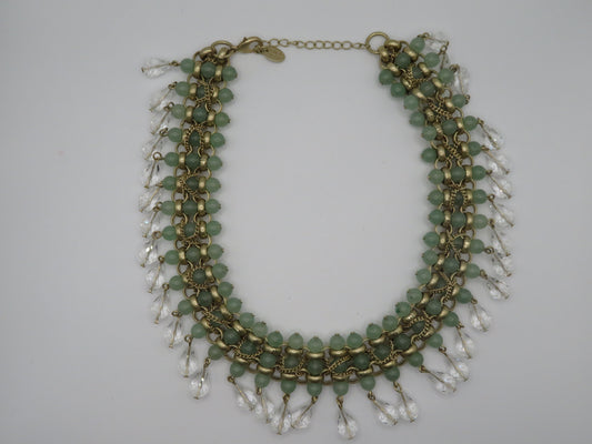 Vintage Jumbo Jade & Crystal Collar