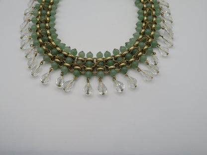Vintage Jumbo Jade & Crystal Collar
