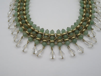 Vintage Jumbo Jade & Crystal Collar