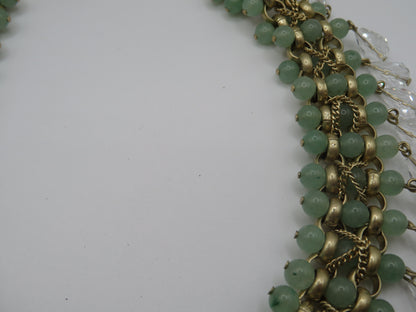 Vintage Jumbo Jade & Crystal Collar