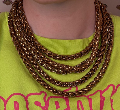 Vintage Chanel Runway Chunky 5-Strand Gold Chain Collar Necklace