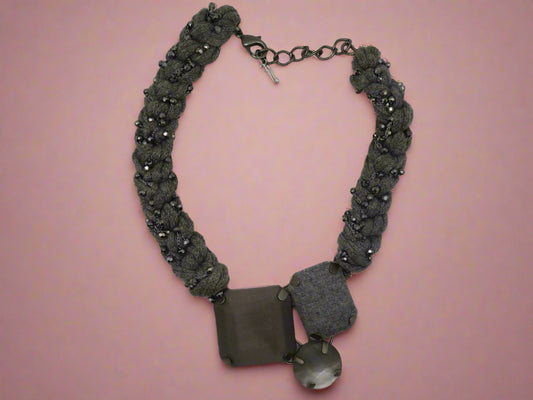 Vintage Braided Geometric Cubist Choker Necklace