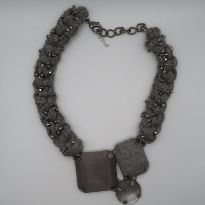 Vintage Braided Geometric Cubist Choker Necklace