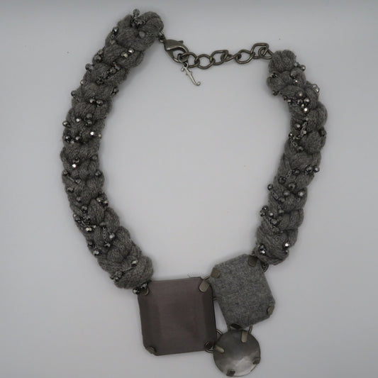 Vintage Braided Geometric Cubist Choker Necklace