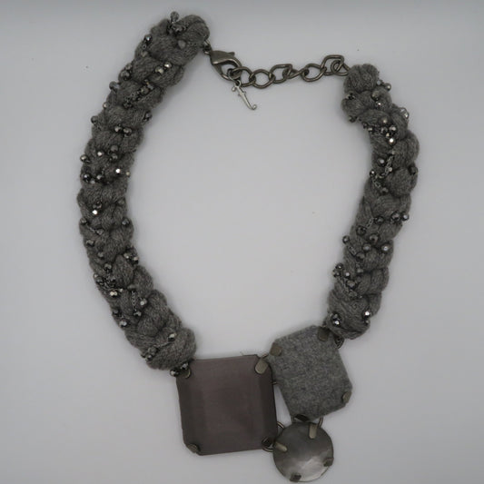 Vintage Braided Geometric Cubist Choker Necklace