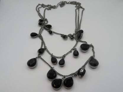 Vintage Festoon Black Glass Goth Queen Necklace