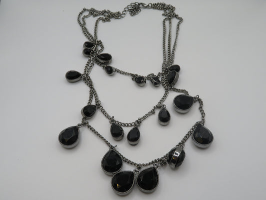 Vintage Festoon Black Glass Goth Queen Necklace