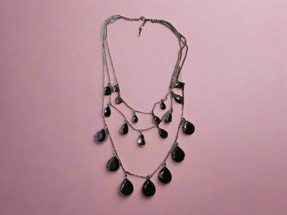 Vintage Festoon Black Glass Goth Queen Necklace