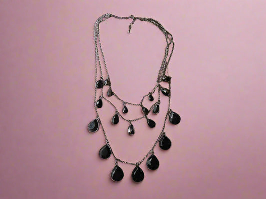 Vintage Festoon Black Glass Goth Queen Necklace