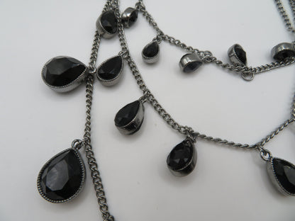 Vintage Festoon Black Glass Goth Queen Necklace