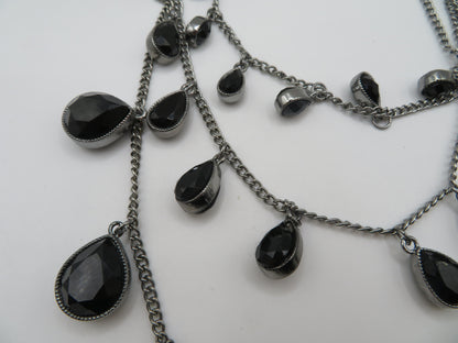 Vintage Festoon Black Glass Goth Queen Necklace