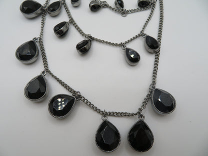 Vintage Festoon Black Glass Goth Queen Necklace
