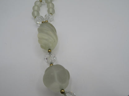 Vintage Frosted Glass & Crystal Sculptural Necklace