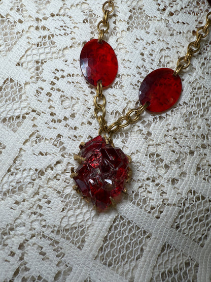 Vintage Roger Van S Red Statement Necklace