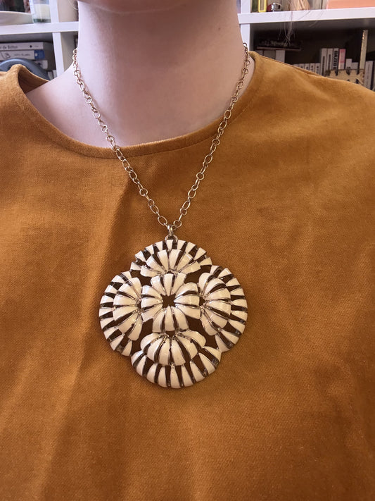 Rare Vintage Midcentury Flower Medallion Pendant