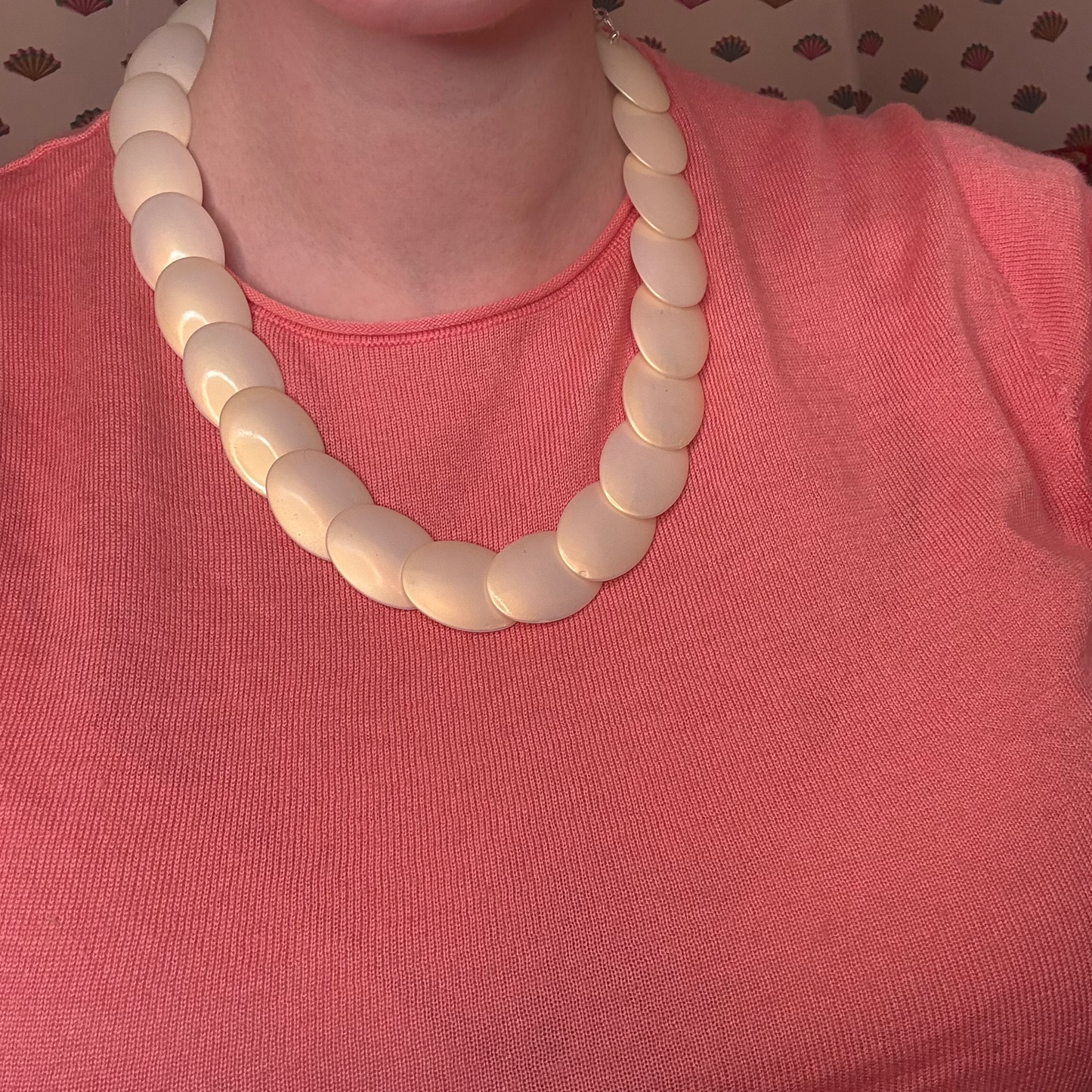 Iris Apfel's Vintage Pearlescent Disc Sterling Silver Necklace