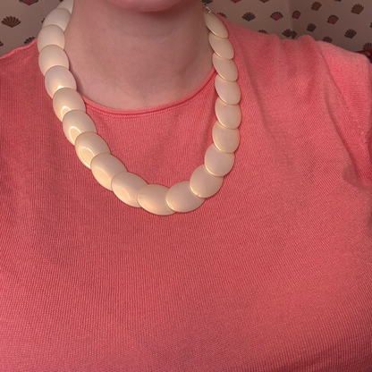 Iris Apfel's Vintage Pearlescent Disc Sterling Silver Necklace