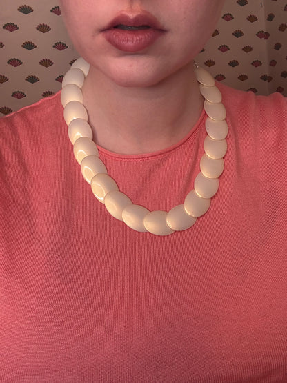 Iris Apfel's Vintage Pearlescent Disc Sterling Silver Necklace