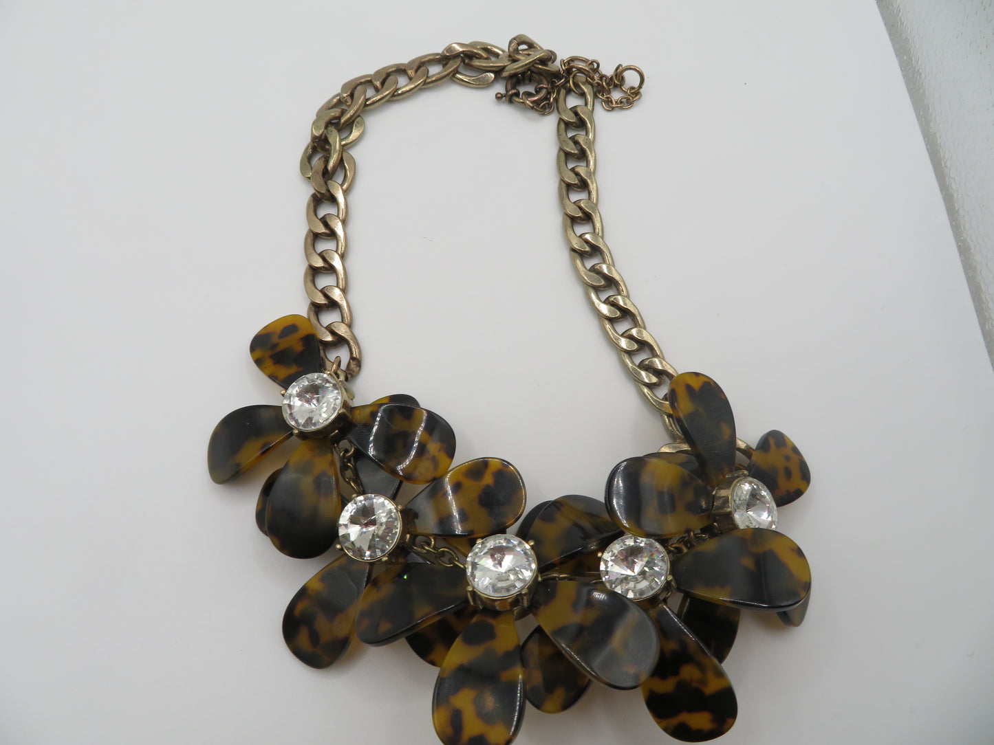 Vintage J. Crew Tortoiseshell Flower Statement Necklace