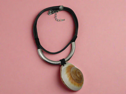 Vintage Giant Shell Silver Statement Necklace