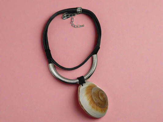 Vintage Giant Shell Silver Statement Necklace