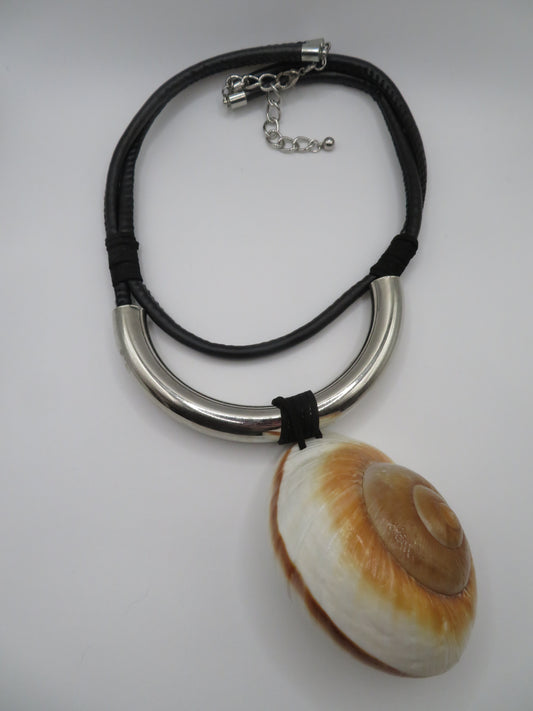 Vintage Giant Shell Silver Statement Necklace