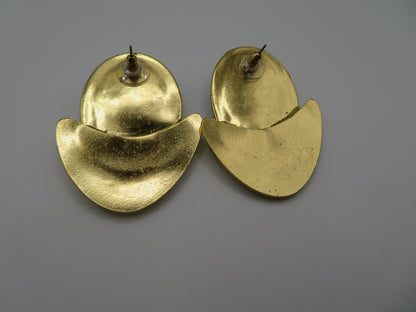 Vintage Huge Green Gold Earrings
