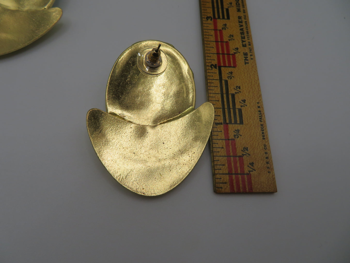 Vintage Huge Green Gold Earrings