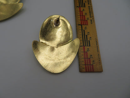 Vintage Huge Green Gold Earrings