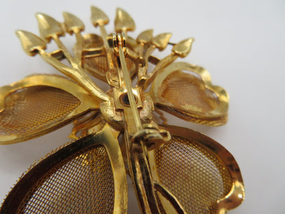 Vintage Midcentury Gold Pearl Flower Brooch