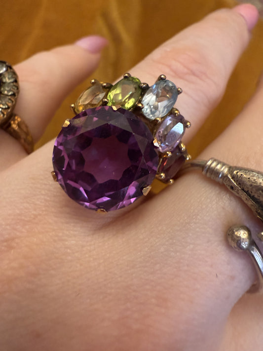 Vintage Gold Gemstone Stacker Ring
