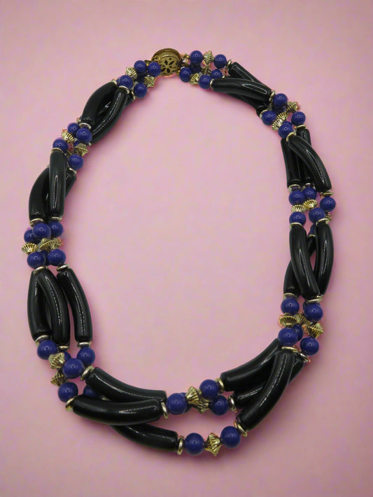 Vintage Chunky Geometric Layered Beaded Necklace
