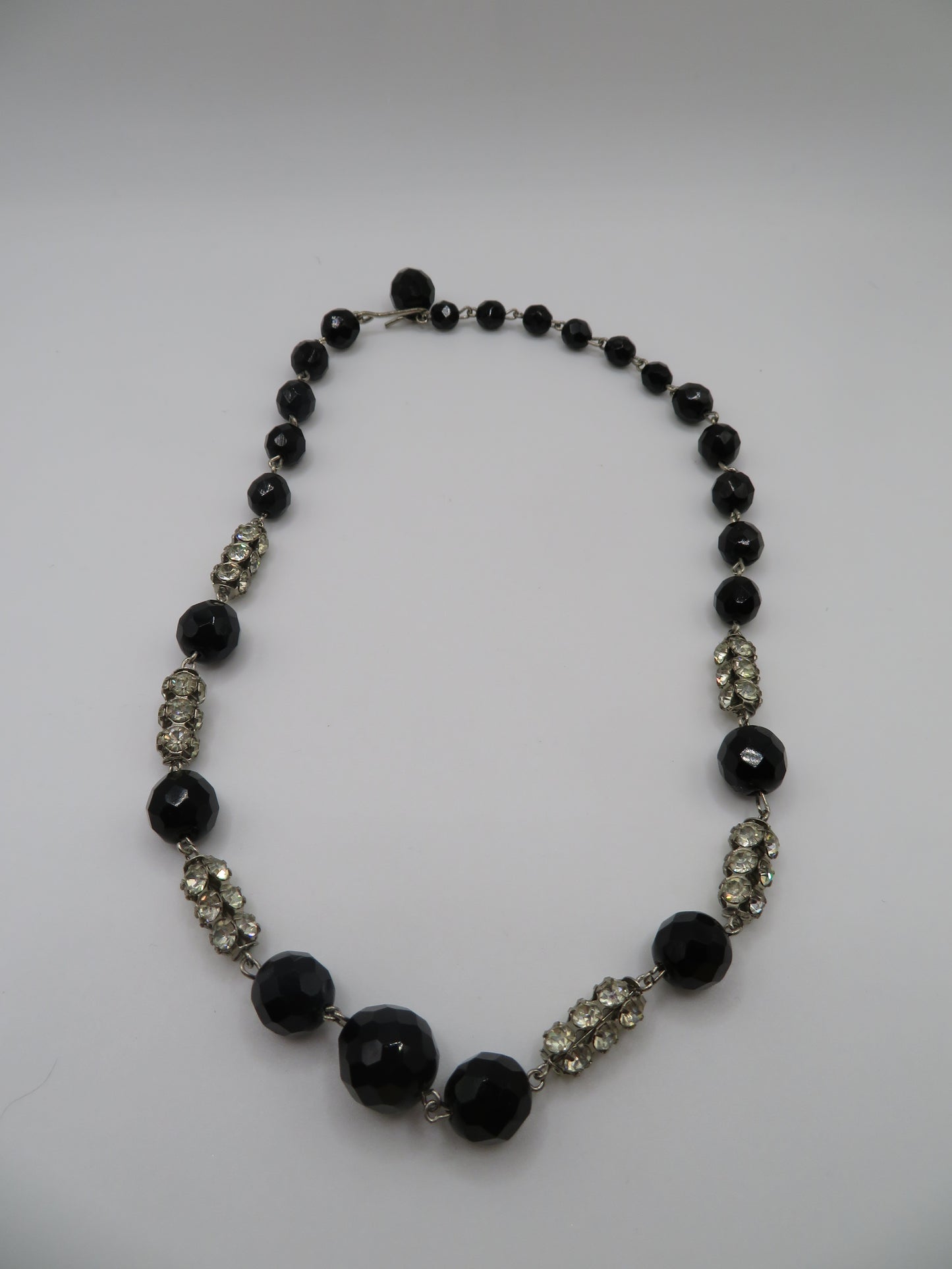 Vintage Jet Black Austrian Crystal Rhinestone Necklace