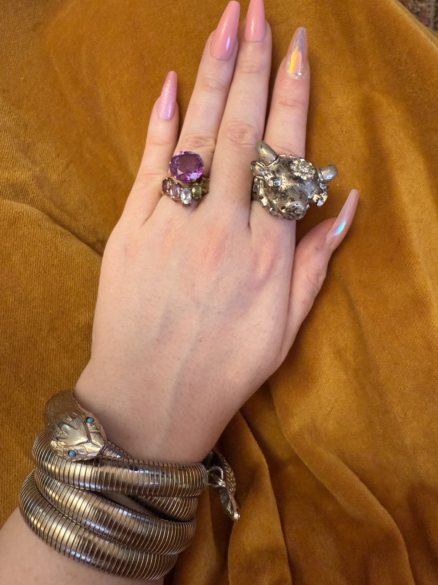 Antique 18K Solid Gold Art Deco 6.90ct Color Change Sapphire Ring