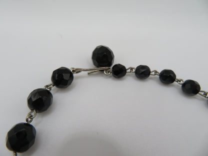 Vintage Jet Black Austrian Crystal Rhinestone Necklace