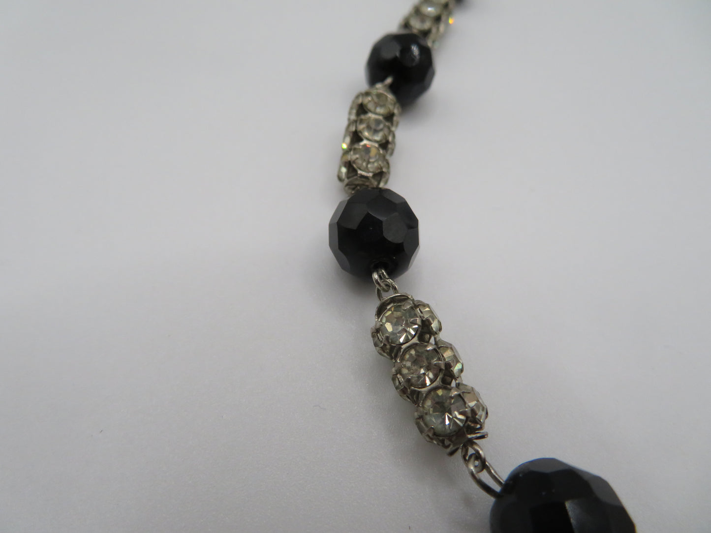 Vintage Jet Black Austrian Crystal Rhinestone Necklace