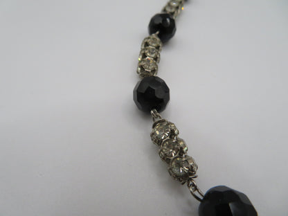 Vintage Jet Black Austrian Crystal Rhinestone Necklace