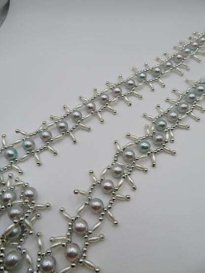 Vintage Mint Champagne Metallic Midcentury Pearl Fringe Necklace
