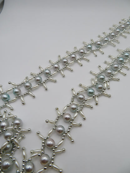 Vintage Mint Champagne Metallic Midcentury Pearl Fringe Necklace