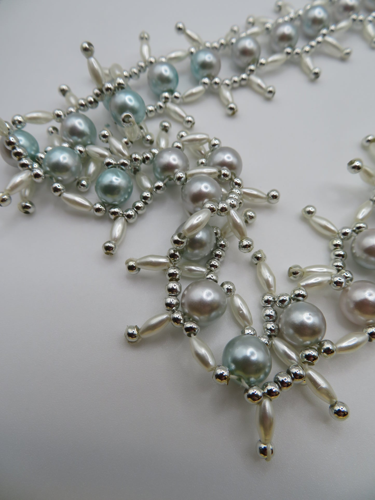 Vintage Mint Champagne Metallic Midcentury Pearl Fringe Necklace