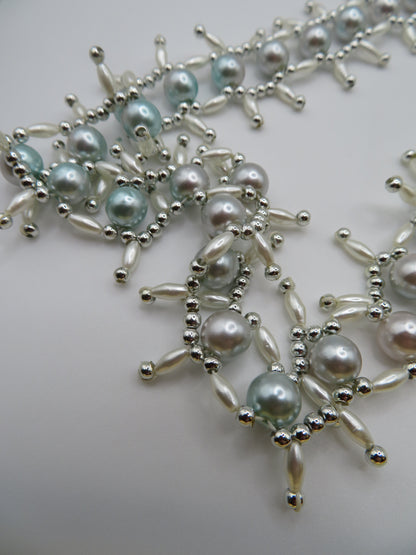 Vintage Mint Champagne Metallic Midcentury Pearl Fringe Necklace