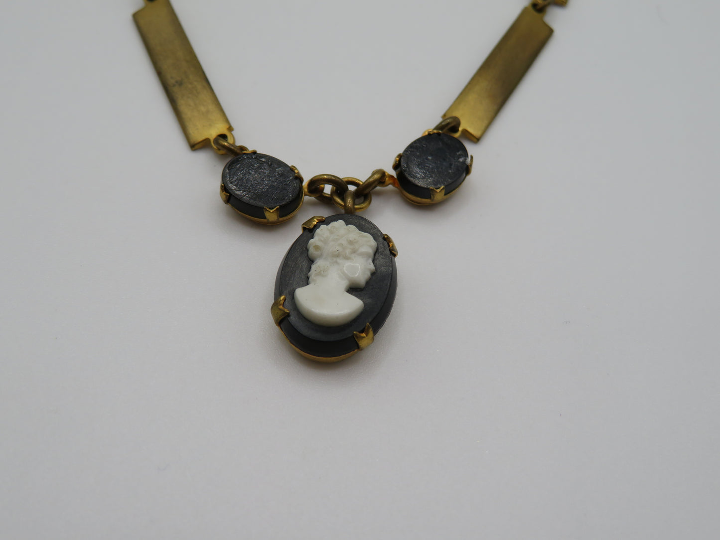 Antique Victorian Revival Baby Cameo Link Necklace