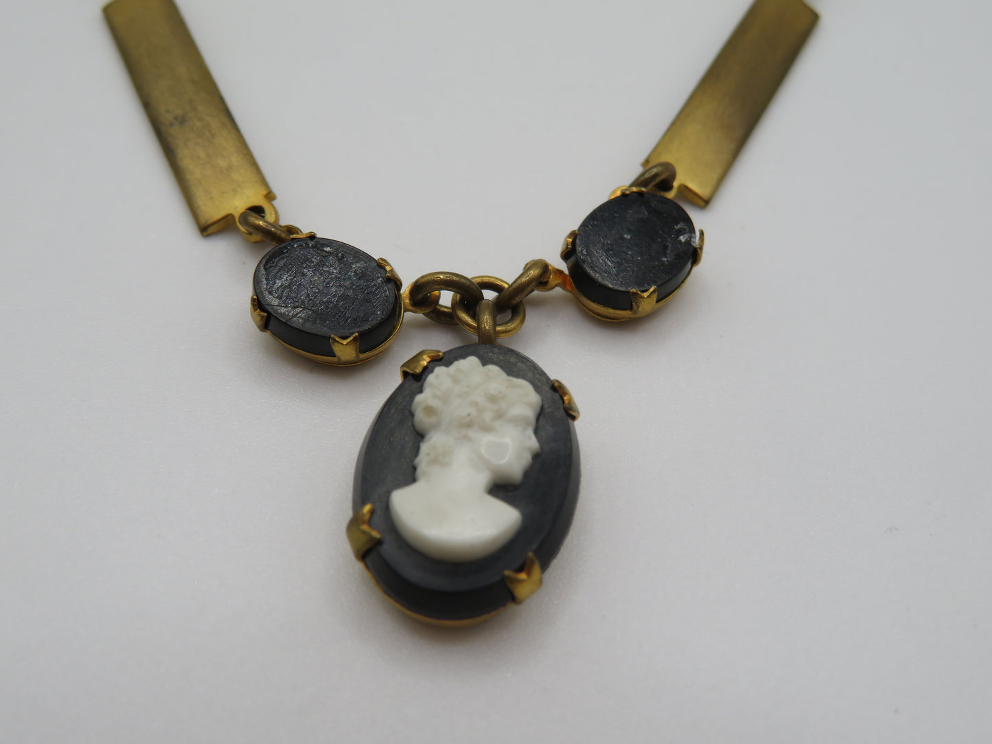 Antique Victorian Revival Baby Cameo Link Necklace