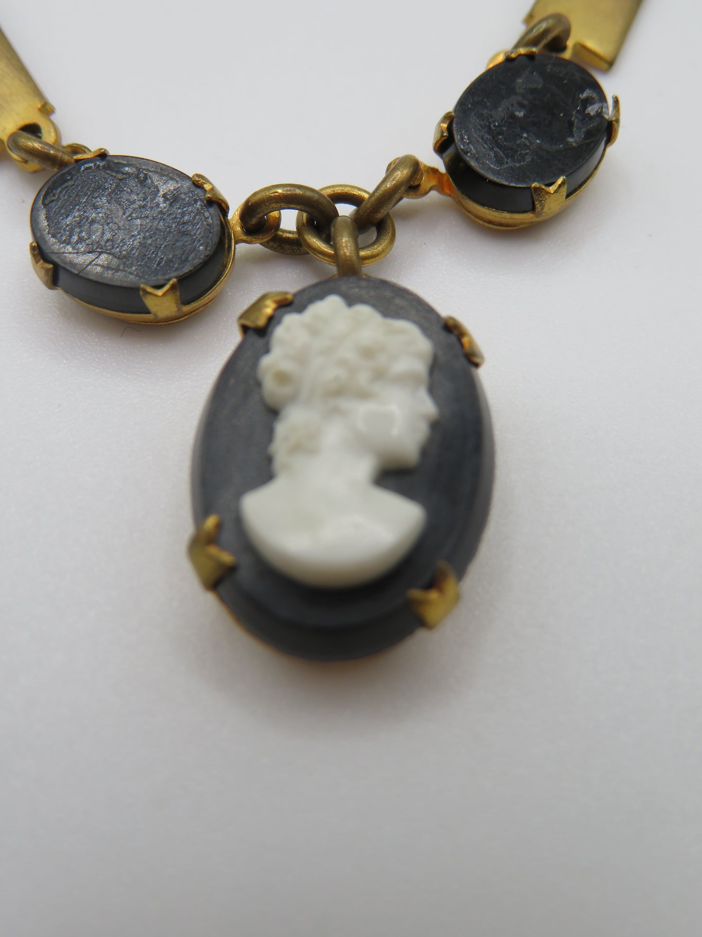 Antique Victorian Revival Baby Cameo Link Necklace