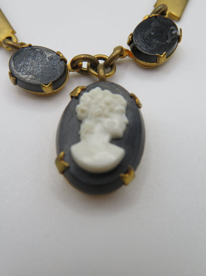 Antique Victorian Revival Baby Cameo Link Necklace
