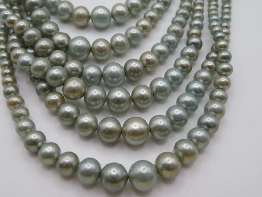 Vintage Midcentury Mint Green 6-Strand Pearl Necklace