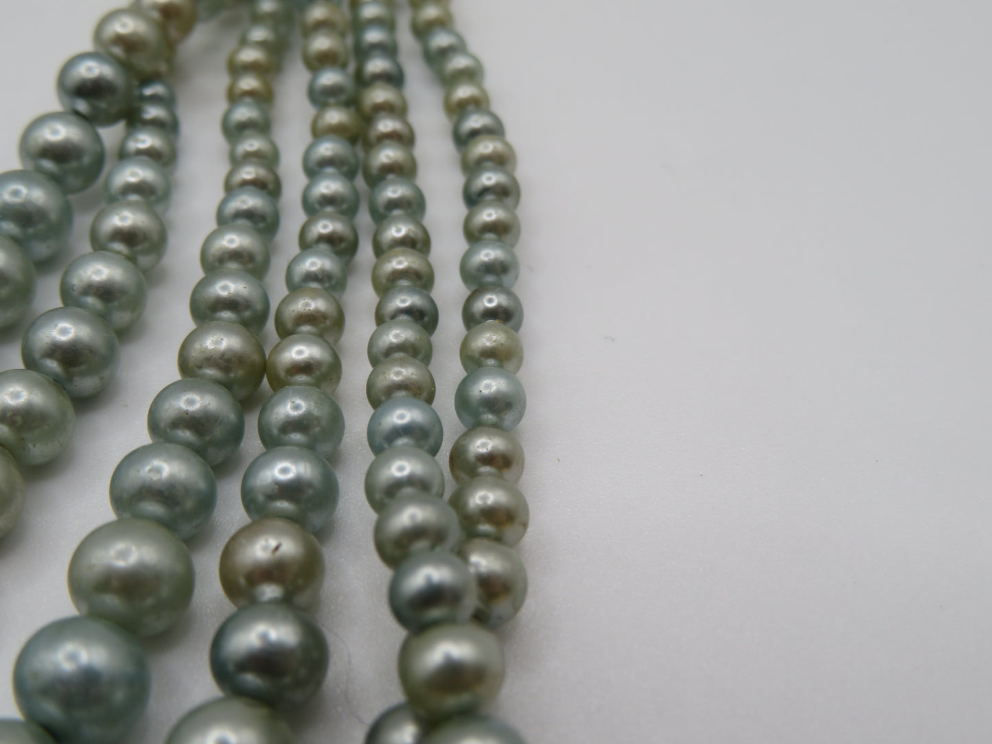 Vintage Midcentury Mint Green 6-Strand Pearl Necklace