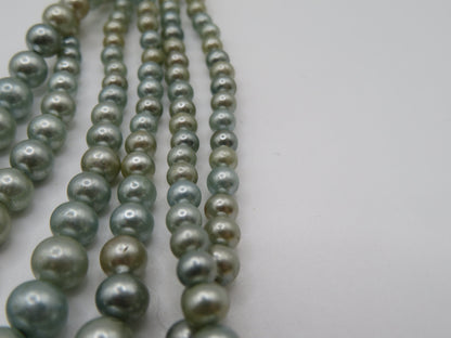 Vintage Midcentury Mint Green 6-Strand Pearl Necklace